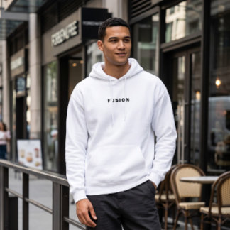 Vit modern FUSION Grafisk Hoodie | Urban