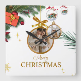 Vit modern God jul 10,75-tums akrylvätska Fyrkantig Klocka