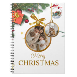 Vit modern God jul Spiral-fotfoto för bärbara dato Anteckningsbok