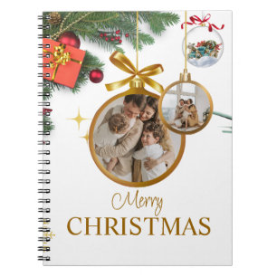Vit modern God jul Spiral-fotfoto för bärbara dato Anteckningsbok