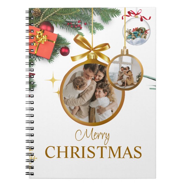 Vit modern God jul Spiral-fotfoto för bärbara dato Anteckningsbok (Framsidan)