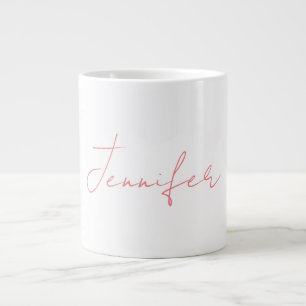 Vit, modern handstil - ditt namn jumbo mugg