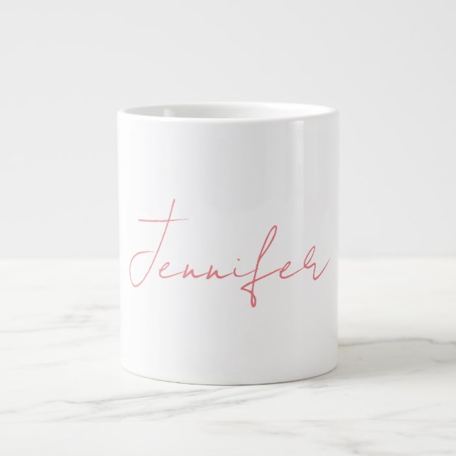 Vit, modern handstil - ditt namn jumbo mugg (Framsidan)