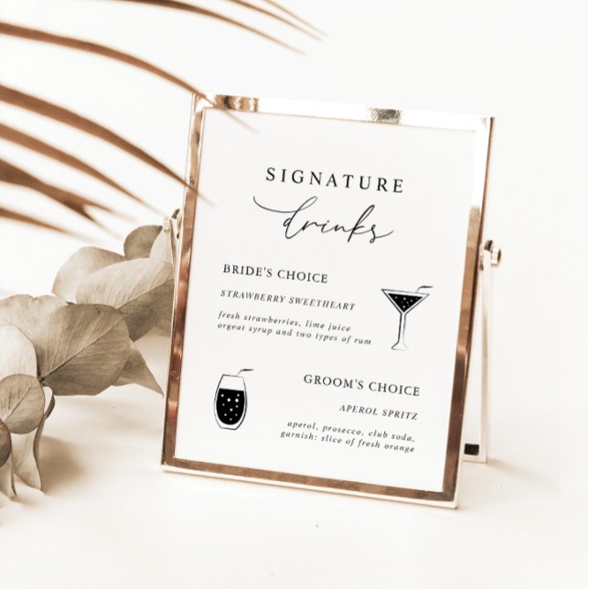 Vit modern kalligrafi Namnteckning tecknet Drinks (Skapare uppladdad)
