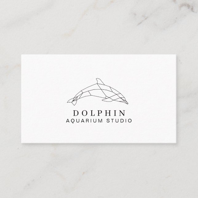 Vit Modern Låg Poly Delfin Ocean Professionell Visitkort (Framsida)