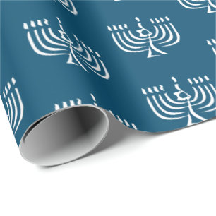 Vit Modern Menorah Wrapping Papper Presentpapper