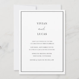 Vit modern minimal Bröllop Inbjudningar