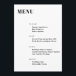 Vit, modern, minimalistisk meny för fet typografi<br><div class="desc">Dold Typography White Modern Minimalist Bröllop Menu</div>