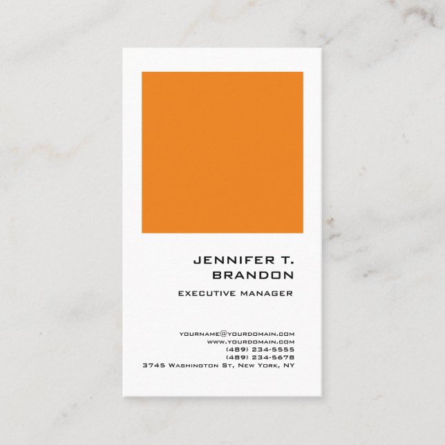 Vit modern Professionell med minimal enkel Orange Visitkort (Framsida)