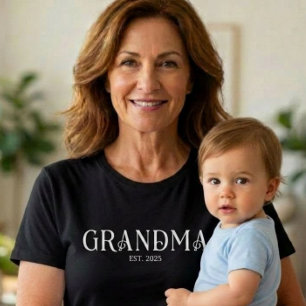 Vit Modern Rollig Font Etablerad Mormor T Shirt