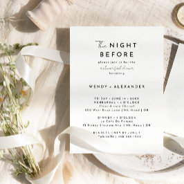 Vit modern skriptnatt före repetitionsmiddag inbjudningar