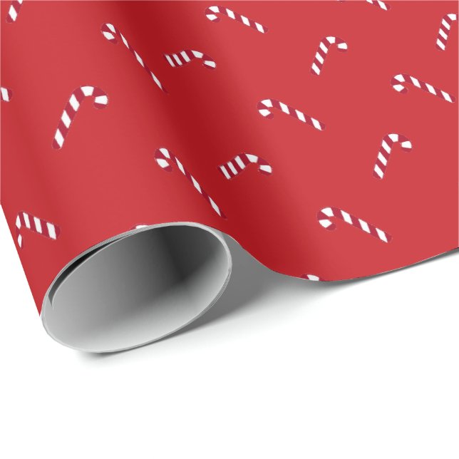 Vit, modern, söt candy cane mönster presentpapper (Rullad Hörn)