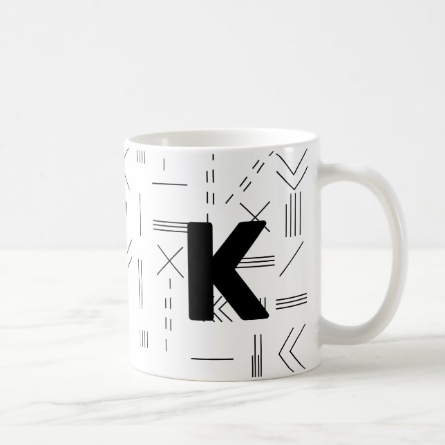 Vit modern, ursprunglig geometrisk Brev-monogram Kaffemugg (Höger)