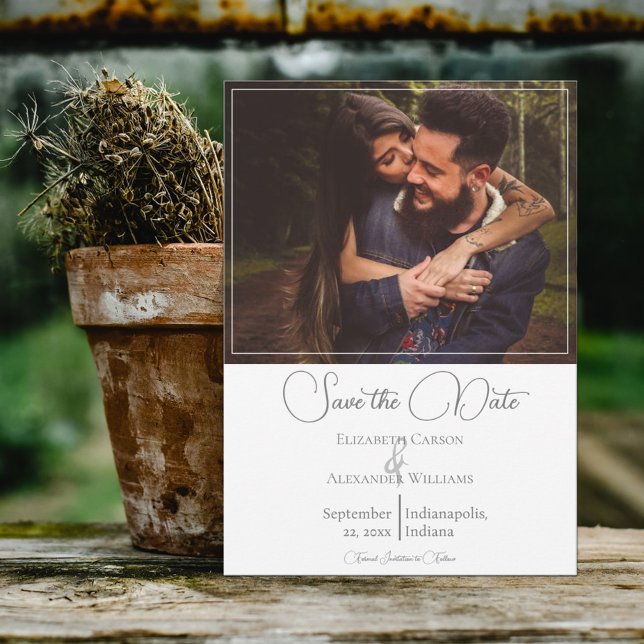 Vit Modernt Foto Spara Datum Datumet (Skapare uppladdad)