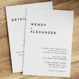 Vit, modig och djärv information allt i en Bröllop Inbjudningar