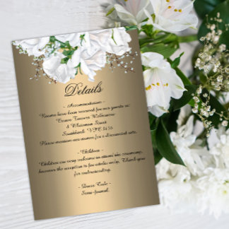 Vit Möhippa Bouquet Ro på Guld Bröllop Tilläggskort