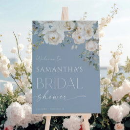 Vit möhippa för dammblått blommigt välkomnas poster