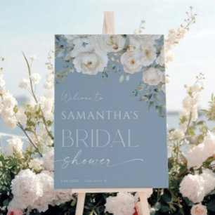 Vit möhippa för dammblått blommigt välkomnas poster