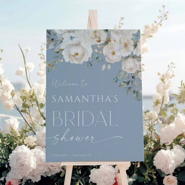 Vit möhippa för dammblått blommigt välkomnas poster (Skapare uppladdad)