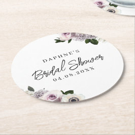 Vit Möhippa för Moody anemon och Lila Blommigt Underlägg Papper Rund