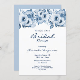 Vit möhippa i dammblå vattenfärgad blommigt inbjudningar