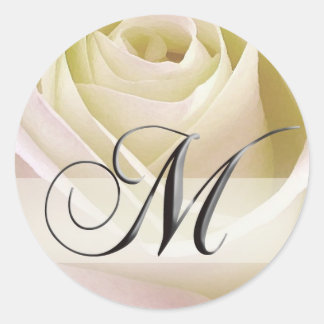 Vit Möhippa Ro Monogram - märkning Inledande m Runt Klistermärke