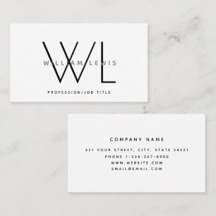 Vit monogram Modern Minimalist Visitkort