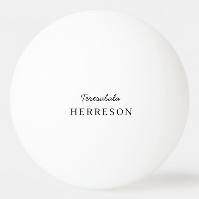 Vit monogram modern minimalistisk stilren design pingisboll (Framsidan)