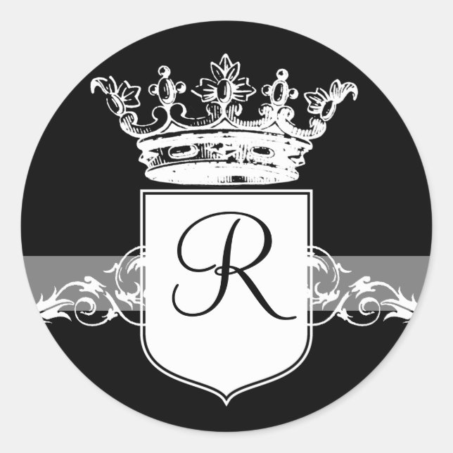 Vit monogram runt klistermärke (Framsida)