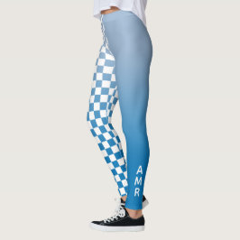 Vit monogramfärgad tonerfärgad Mönster-kontroll Leggings