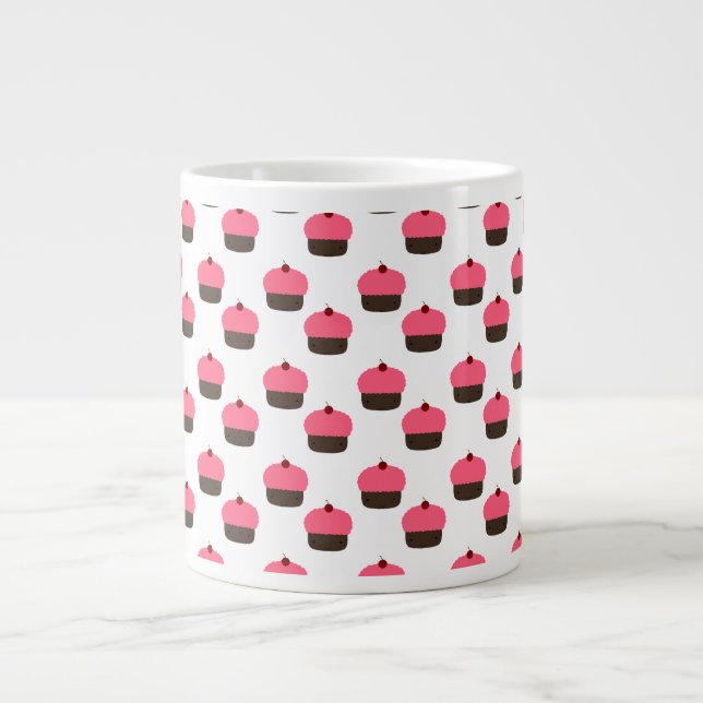 Vit mönster på cupcakes jumbo mugg (Framsidan)