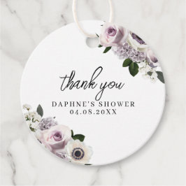 Vit Moody Anemon & Lila Blommig Bröllopsfest Gåvor Etiketter