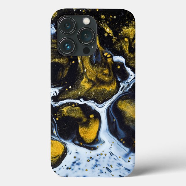 Vit mörk guld flytande bakgrund iphone case (Baksida)
