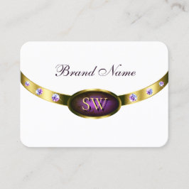 Vit Mörk Lila Marble och Guld med Initialer Visitkort