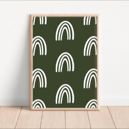 Vit/Mörk Sage Boho Rainbows Nursery Decor Poster