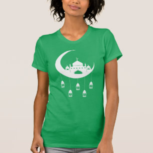 Vit moské i Crescent Måne Fanous Ramadan T Shirt