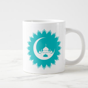 Vit moské i Crescent Måne Ramadan blue Jumbo Mugg