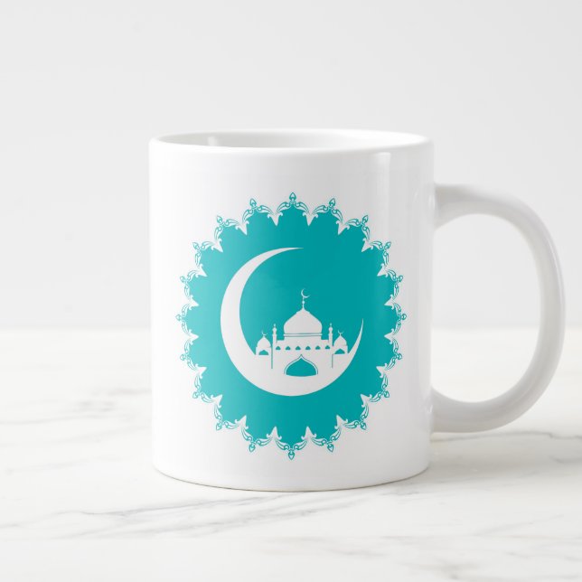 Vit moské i Crescent Måne Ramadan blue Jumbo Mugg (Höger)