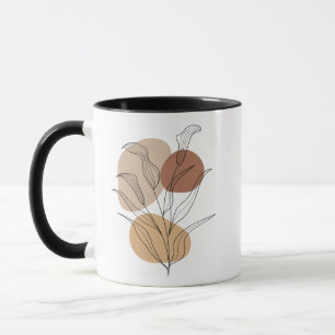 vit mugg keramisk med löv mockup