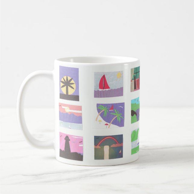Vit Mugg med Beach och naturscenes (Vänster)