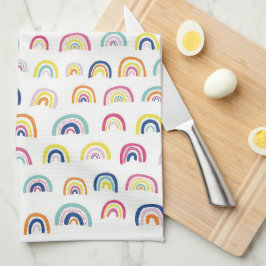 Vit multiregnbåge kökshandduk