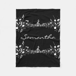 Vit Musik noter fördubblad Blanket i designflottan Fleecefilt