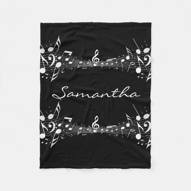 Vit Musik noter fördubblad Blanket i designflottan Fleecefilt (Framsidan)