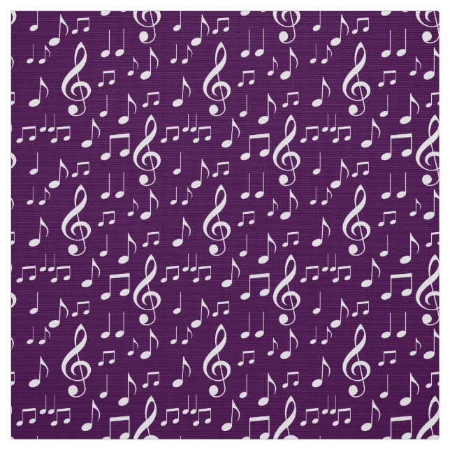 Vit musik noter mönster tyg (Provkarta)