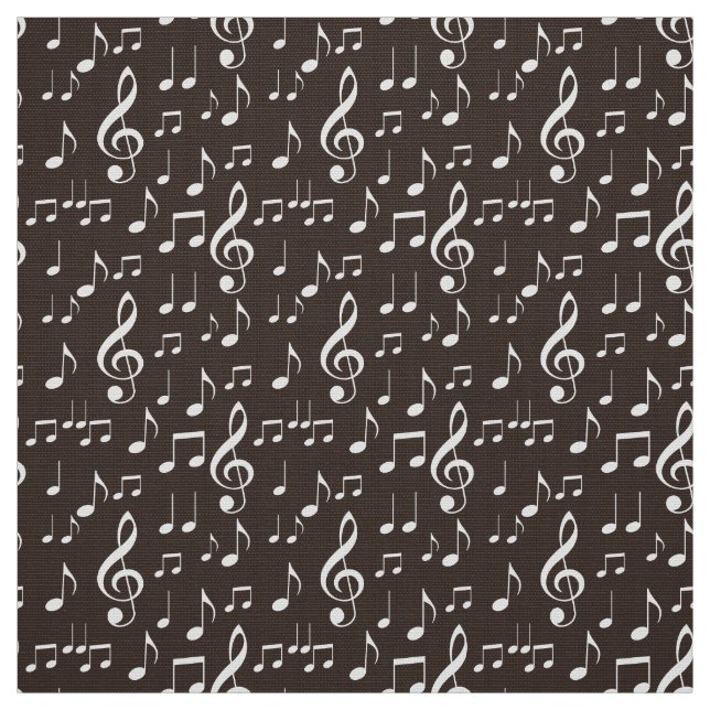 Vit musik noter mönster tyg (Provkarta)
