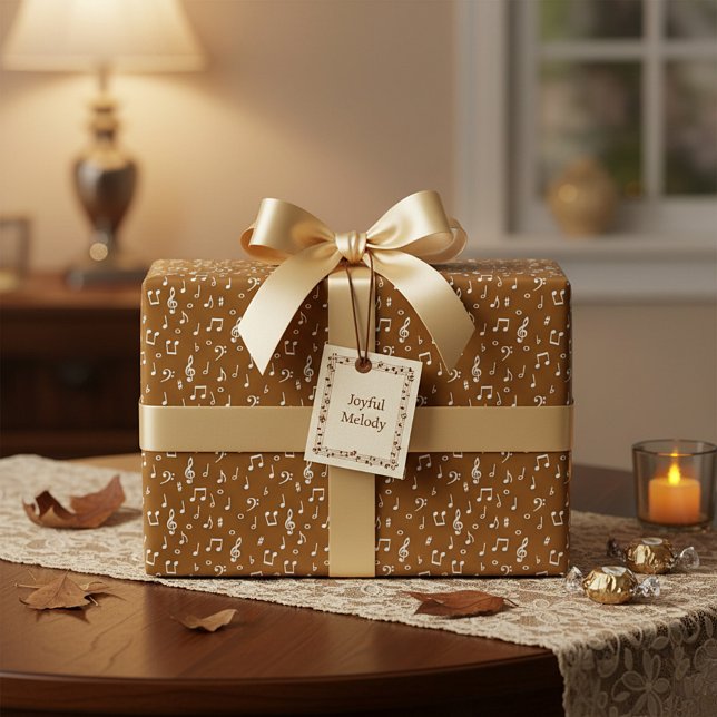 vit Musikal med anpassad bakgrundsfärg Presentpapper (Skapare uppladdad)