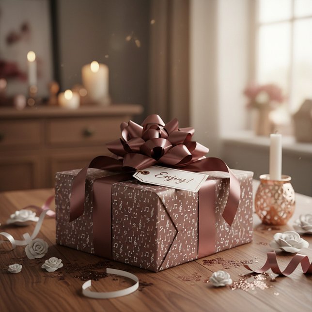 Vit musikal med anpassad bakgrundsfärg presentpapper (Skapare uppladdad)