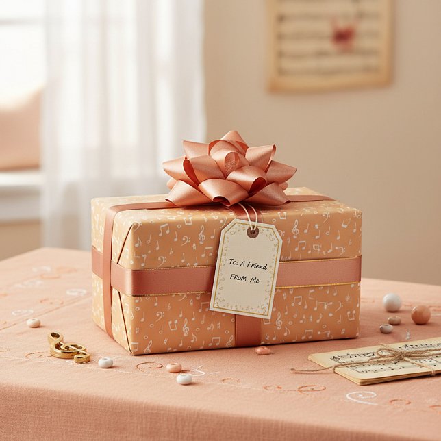 vit musikal med anpassad bakgrundsfärg presentpapper (Skapare uppladdad)