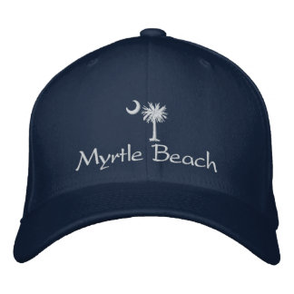 Vit Myrtle Beach Palmetto Broderad Hatt Keps