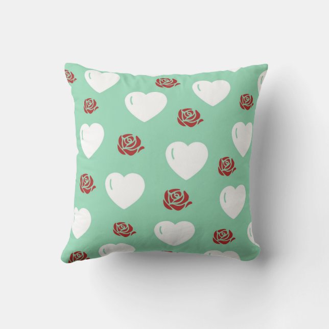 Vit Mysigt Modern Romantic Chic Snyggt Heart Kudde (Baksida)